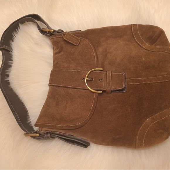 Coach Brown Suede Shoulder Bag - Picture 3 of 16